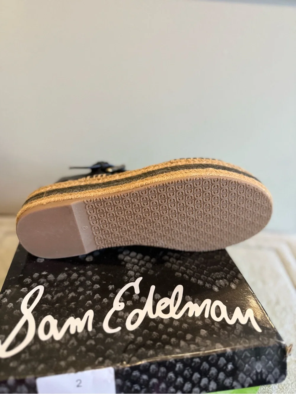 Sam Edelman Aisling Black Leather Espadrille Platform Sandal NEW